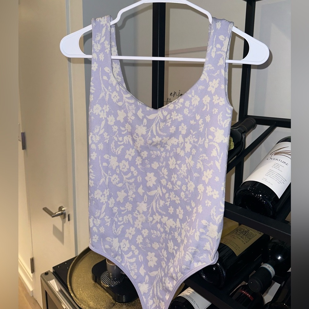 Free People Lavender Floral Bodysuit